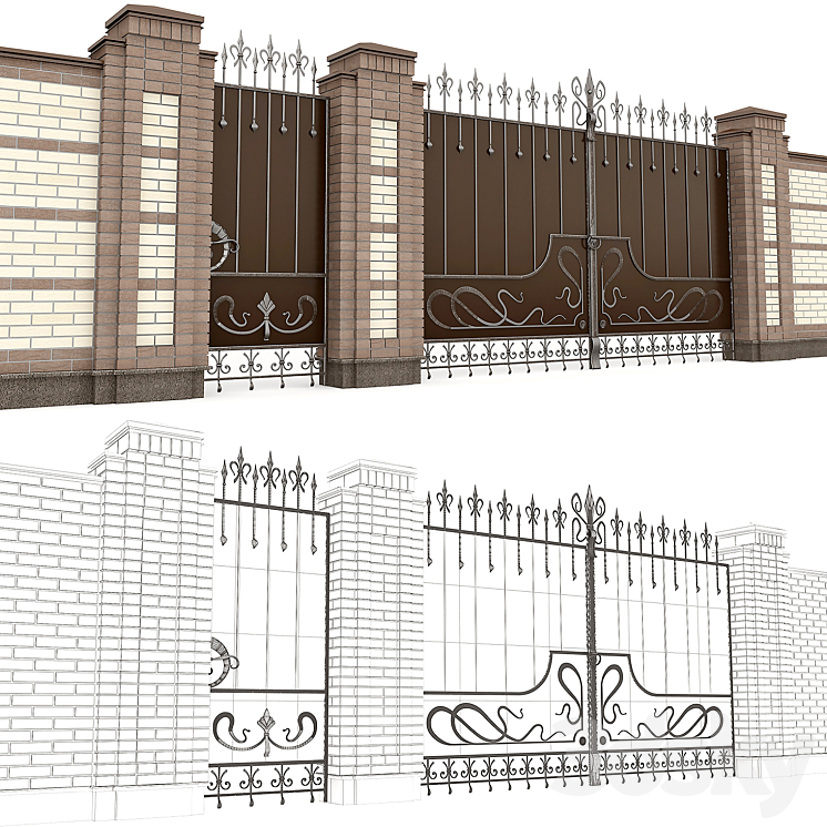 Classical forged gate 2 3DS Max - thumbnail 2