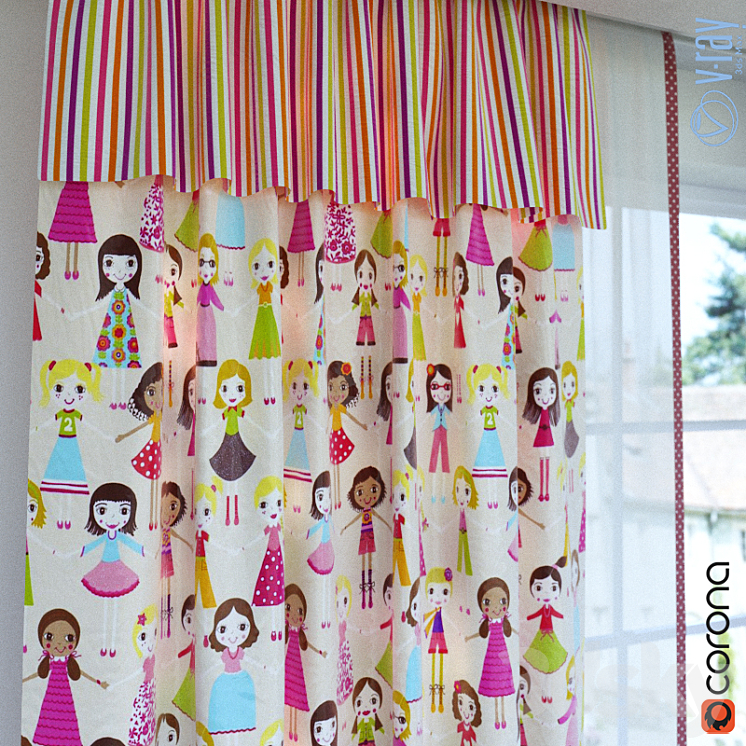 Curtains in Children 3DS Max - thumbnail 2