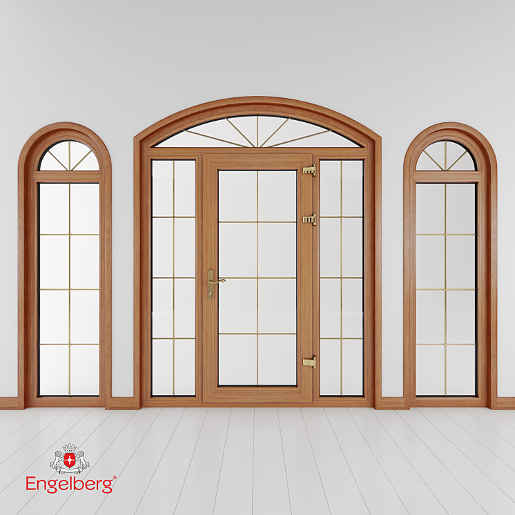 Plastic door and window with muntin bars 3D Model