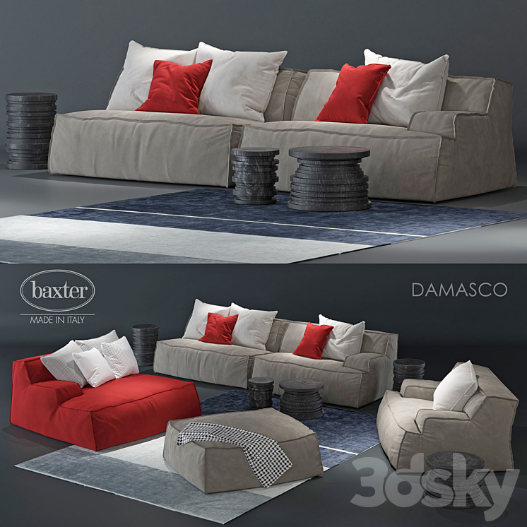 sofa and armchair Baxter Damasco 3DS Max - thumbnail 1
