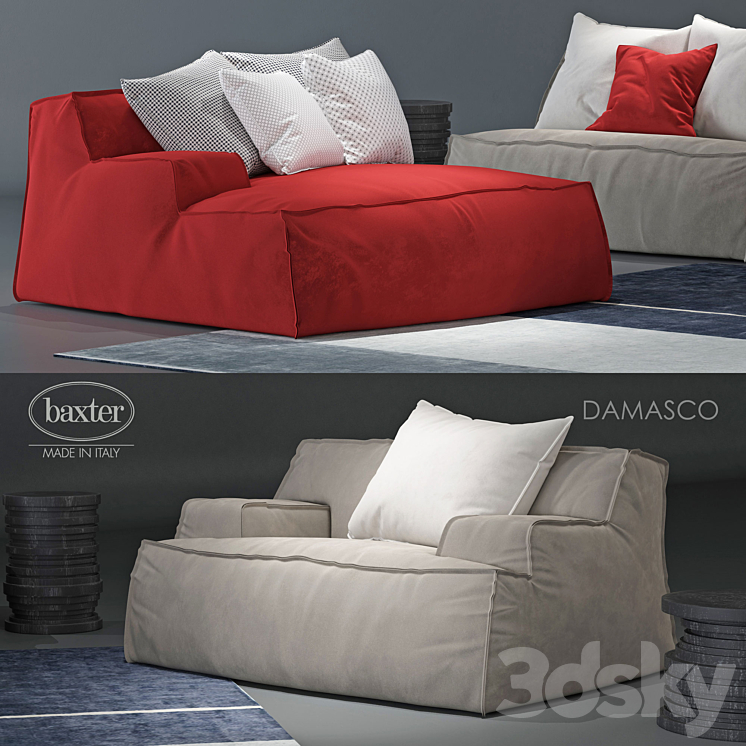 sofa and armchair Baxter Damasco 3DS Max - thumbnail 2