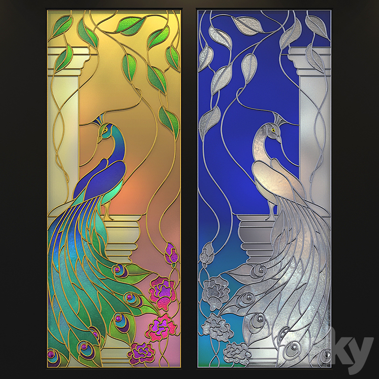Stained Glass Peacock 3D Model