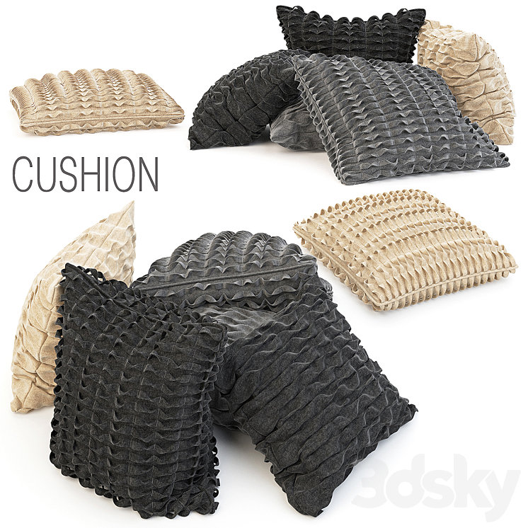 Wool cushions set 3D Model