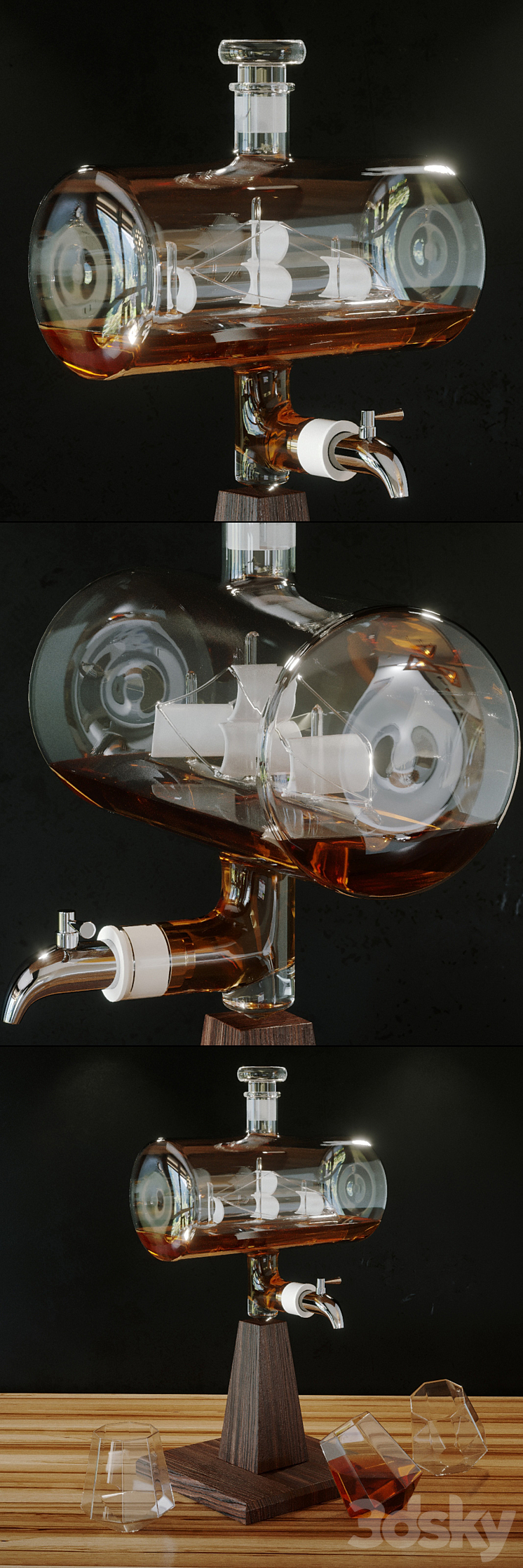 Constellation 1797 Decanter with glasses 3D Model