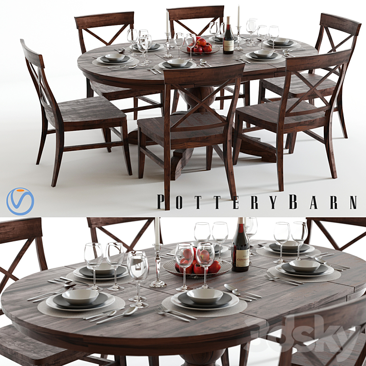 Pottery Barn Sumner and Aaron 3DS Max - thumbnail 1