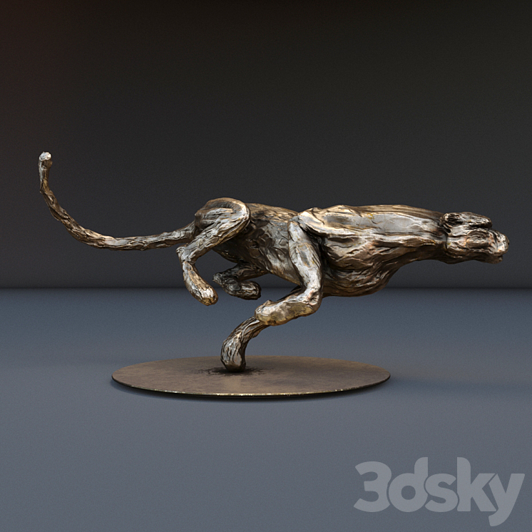 The bronze figure of cheetah 3DS Max - thumbnail 1