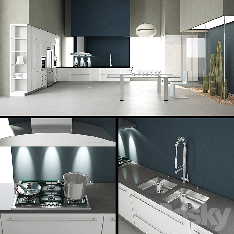 Contemporary kitchen 3DS Max - thumbnail 1