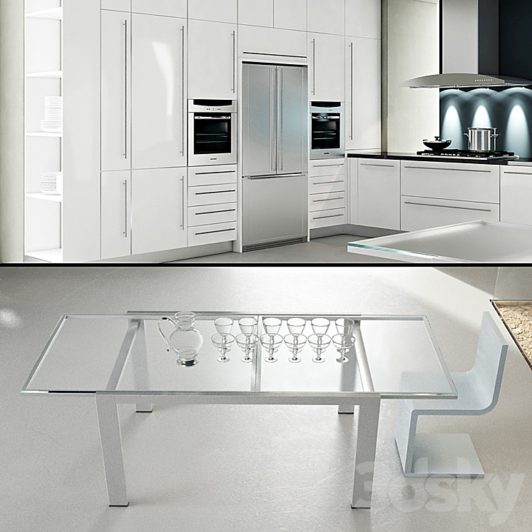 Contemporary kitchen 3DS Max - thumbnail 2