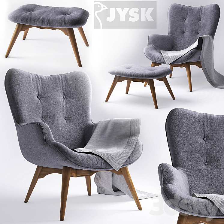 Armchair with pouf – jysk EJERSLEV 3DS Max - thumbnail 1