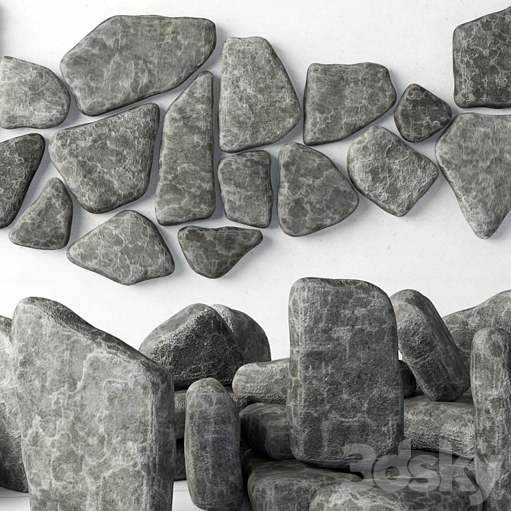 Stone panel chip collection 3D Model
