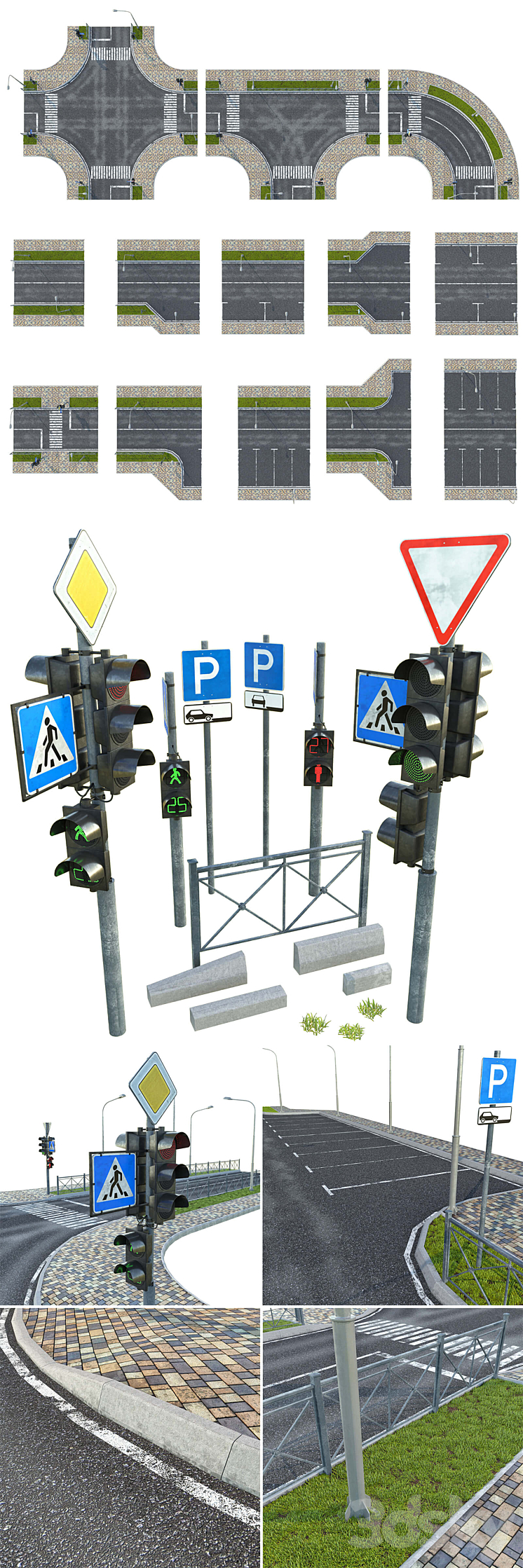 Sections of road 3D Model