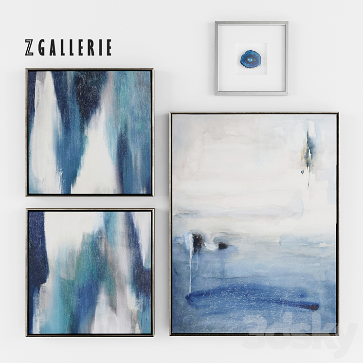Z Gallerie Sapphire Art Set of 4 Frame 3D model
