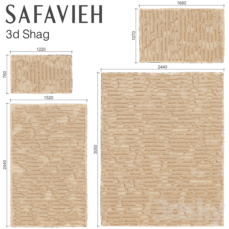 SAFAVIEH 3D SHAG SET 3DS Max - thumbnail 2