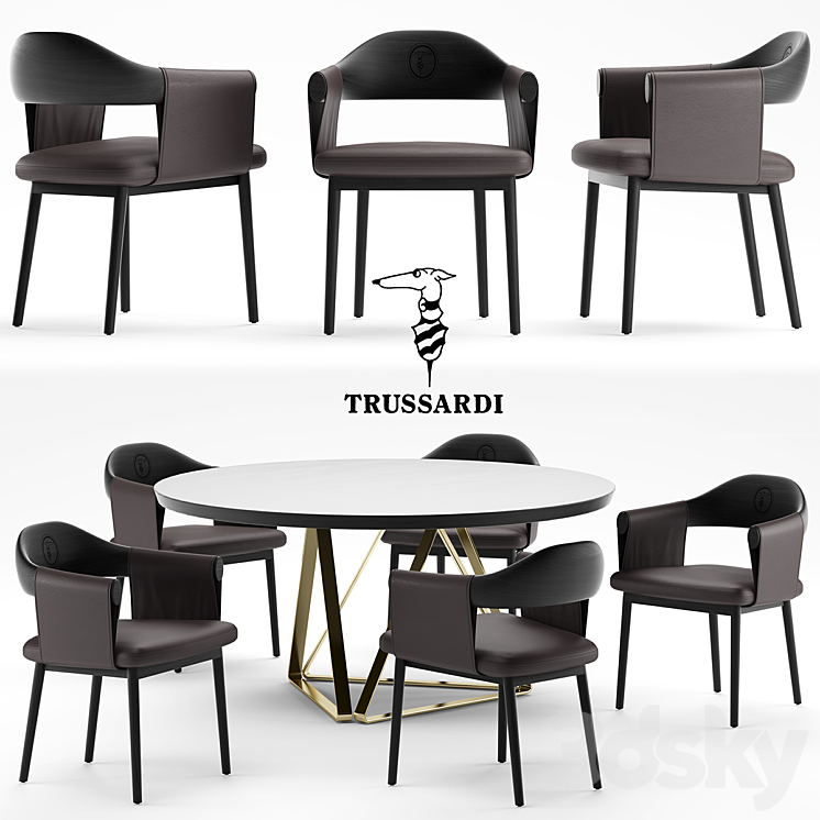 Table and chair Trussardi Casa Larzia Chair 3DS Max - thumbnail 1