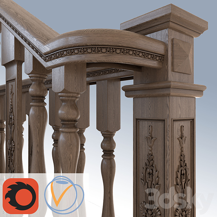 Stairs classical 3D Model