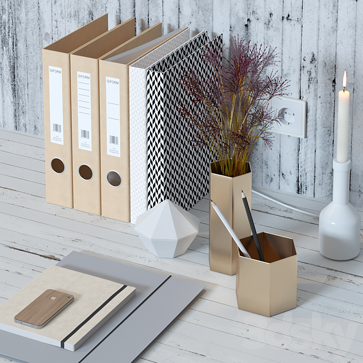 Decorative set for the office desk 3D Model