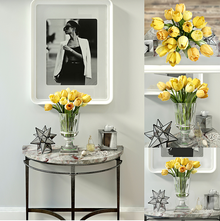 Decorative set with yellow tulips 3DS Max - thumbnail 1