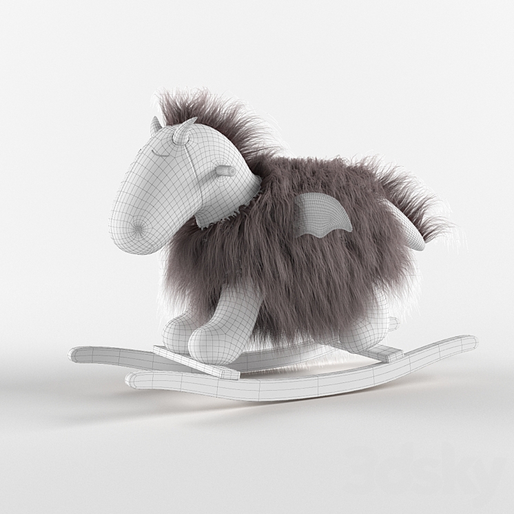 RH Wooly Plush Rocking Animal - Dragon 3D Model