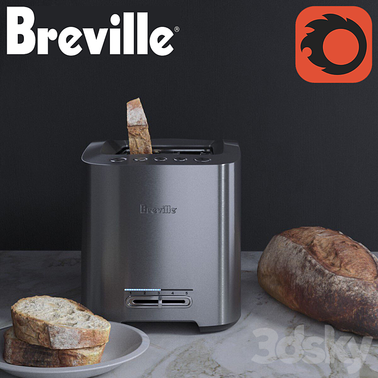 Toaster "Breville" with some bread 3DS Max - thumbnail 1