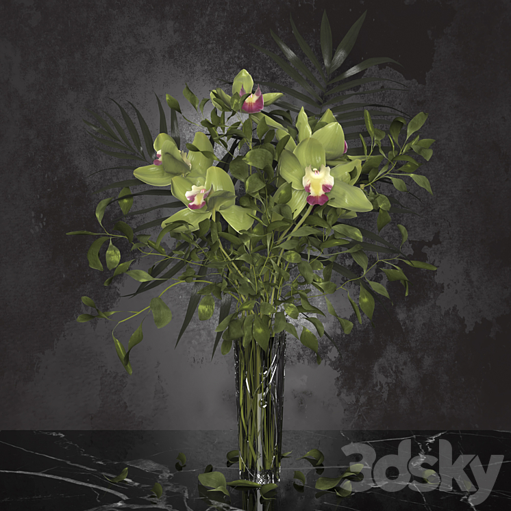 Orchid bouquet + Bohemia Labyrinth Vase 3DS Max - thumbnail 1