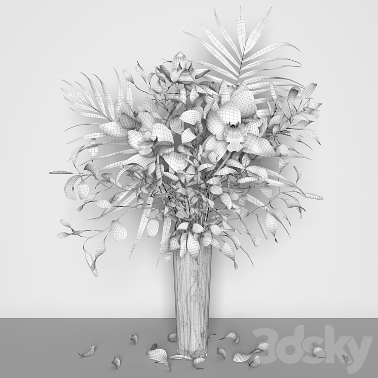 Orchid bouquet + Bohemia Labyrinth Vase 3D Model