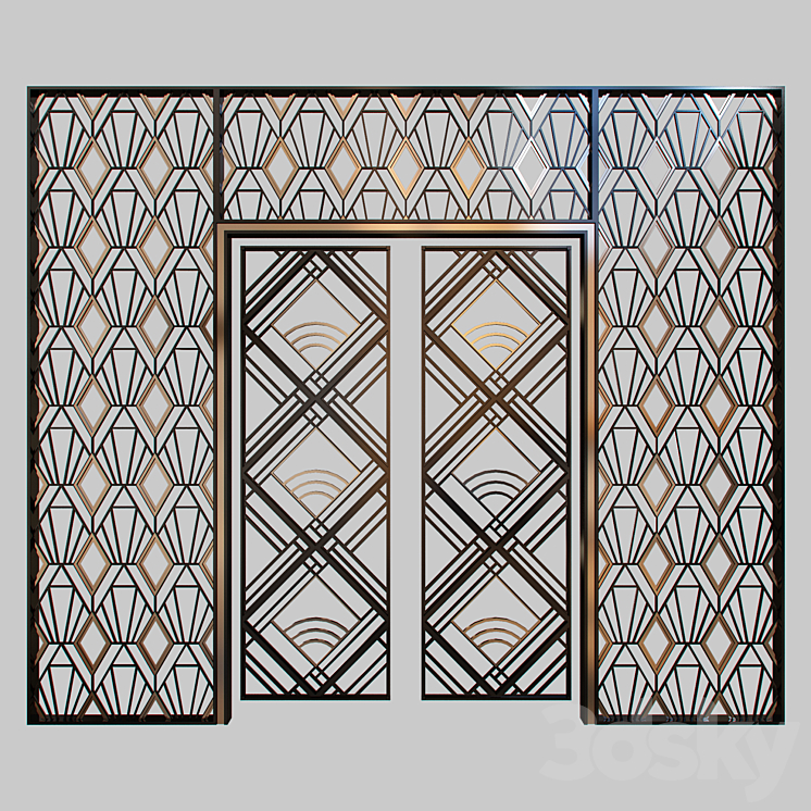 Wrought iron grille at the front door 3DS Max - thumbnail 1