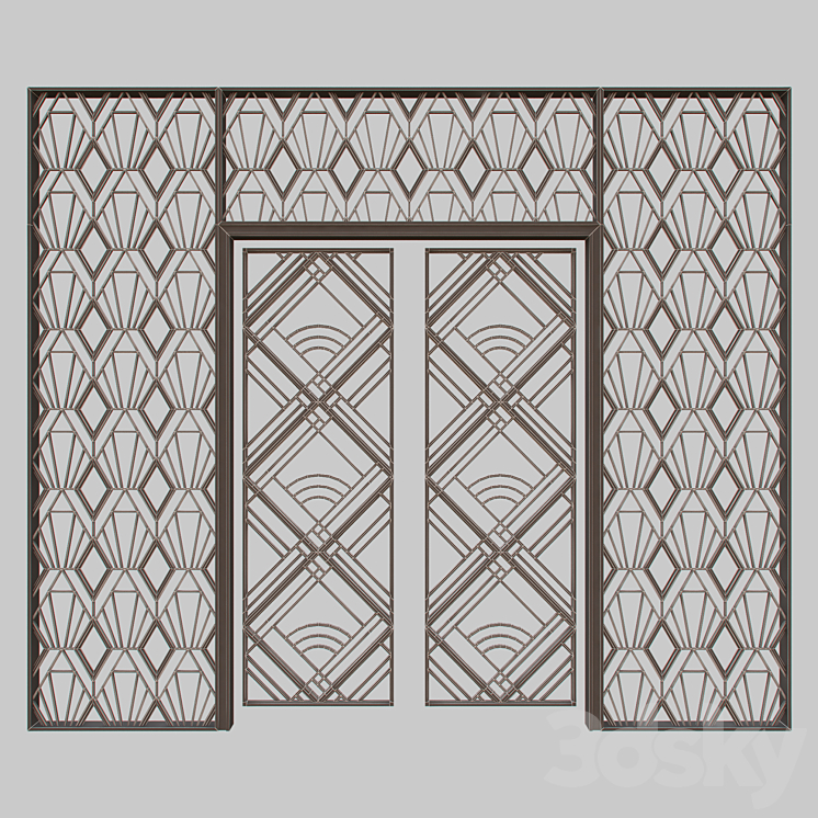 Wrought iron grille at the front door 3DS Max - thumbnail 2