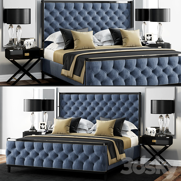 Bed LuXeo USA Kensington Queen Tufted 3DS Max - thumbnail 1
