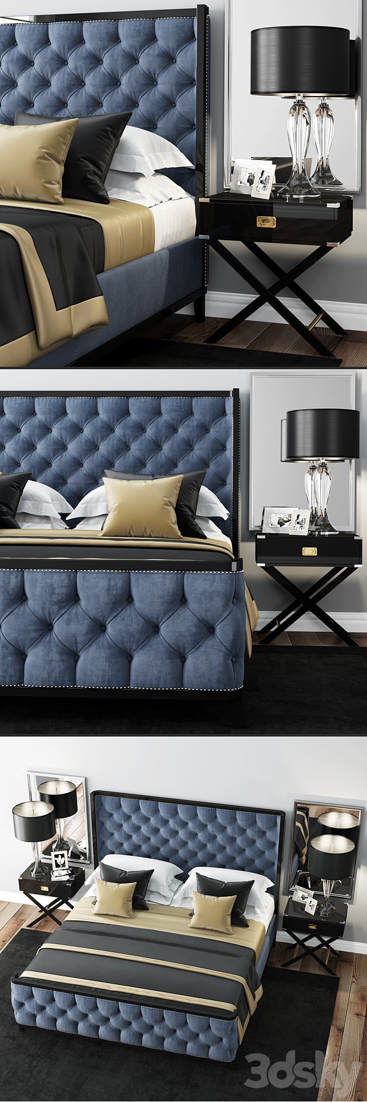Bed LuXeo USA Kensington Queen Tufted 3DS Max - thumbnail 2