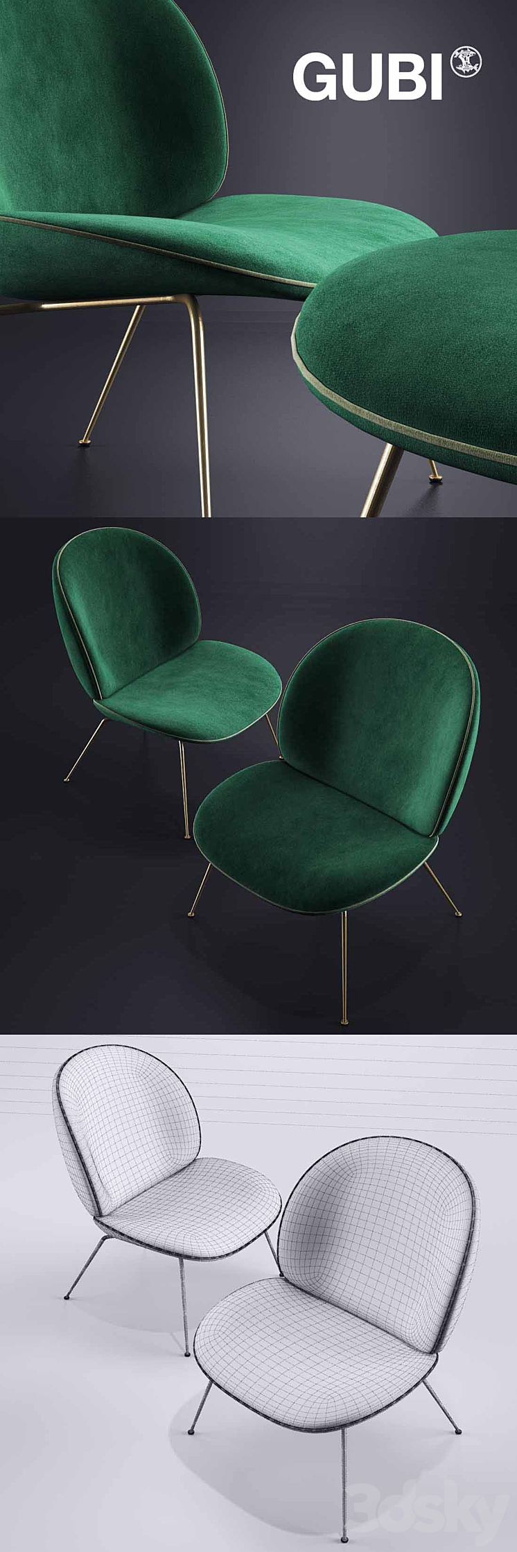GUBI Beetle Lounge Chair 3D Model
