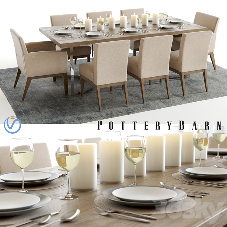 Pottery Barn Durham and Sadie 3DS Max - thumbnail 1
