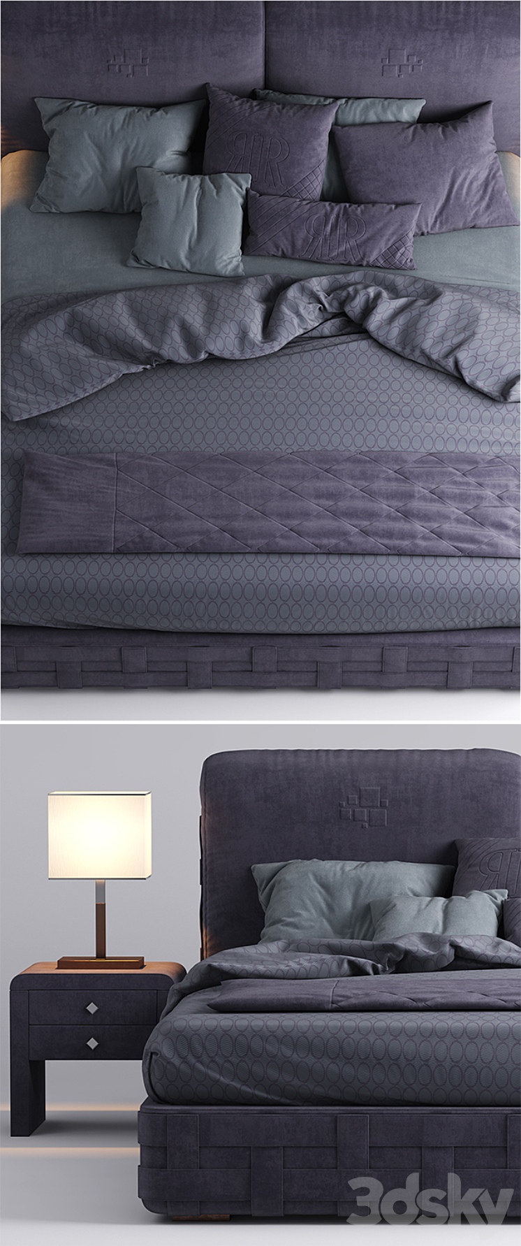 Bed rugiano braid bed 3DS Max - thumbnail 2