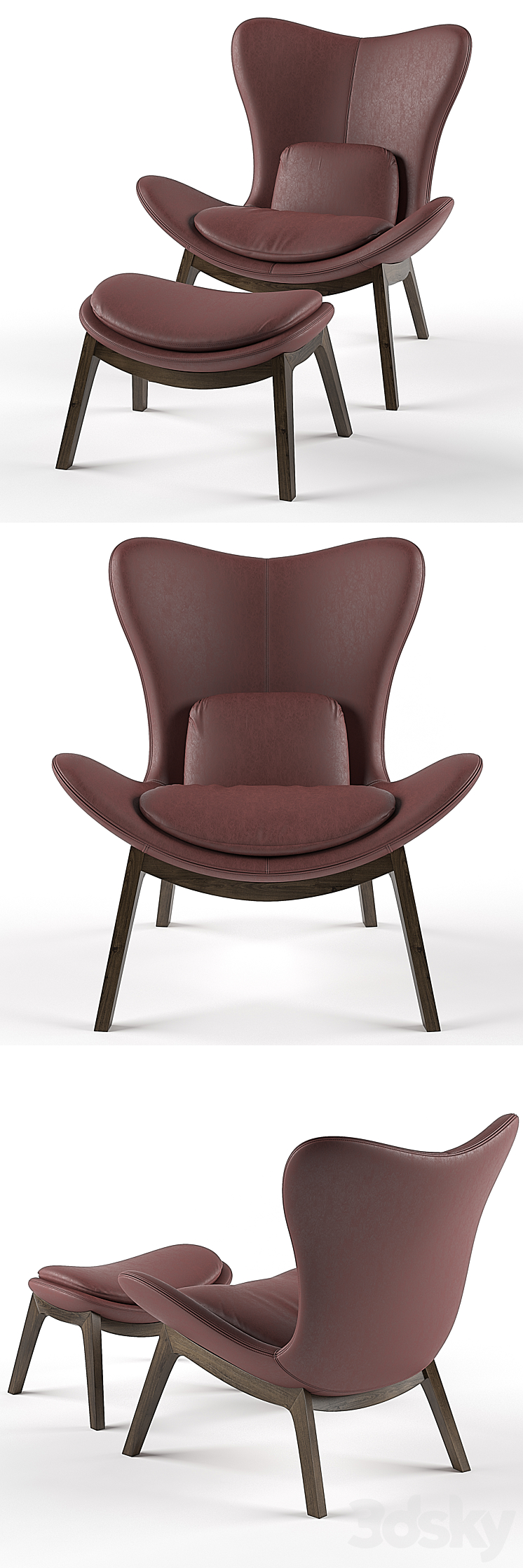 Calligaris Lazy armchair & footstool 3D Model