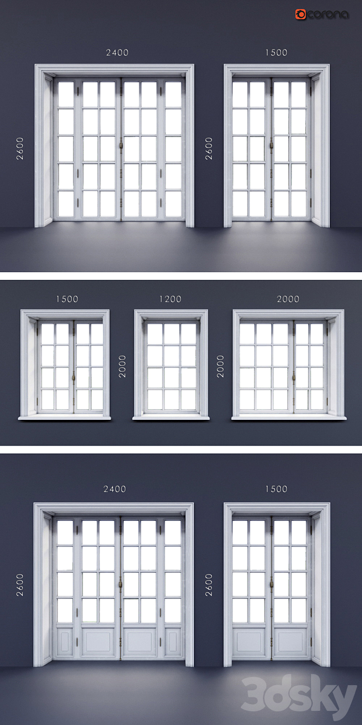 french windows 3D Model