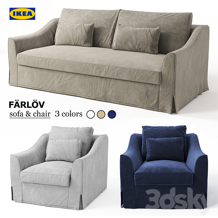 Sofa & chair Ikea FARLOV 3DS Max - thumbnail 1