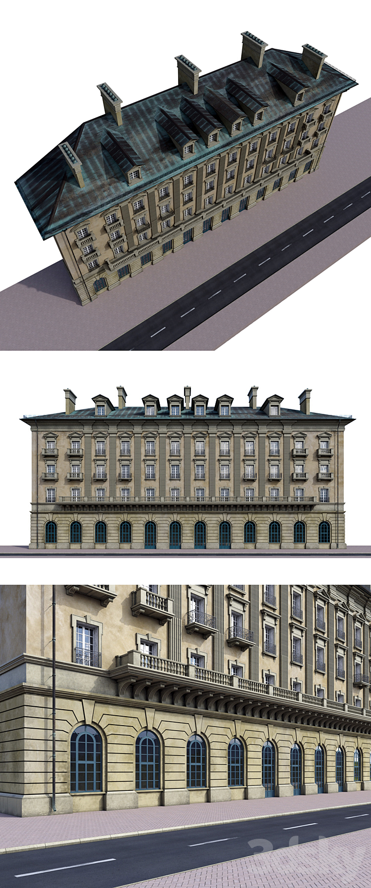 Front of the house in the style of classicism 3DS Max - thumbnail 2