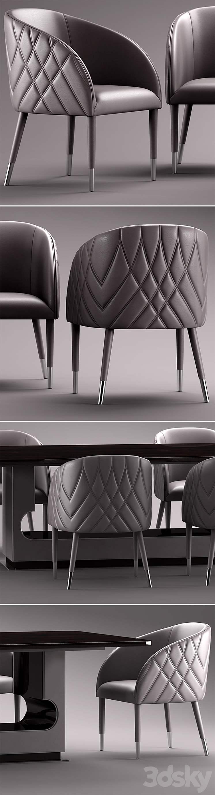 Table and chairs smania Amal 3DS Max - thumbnail 2