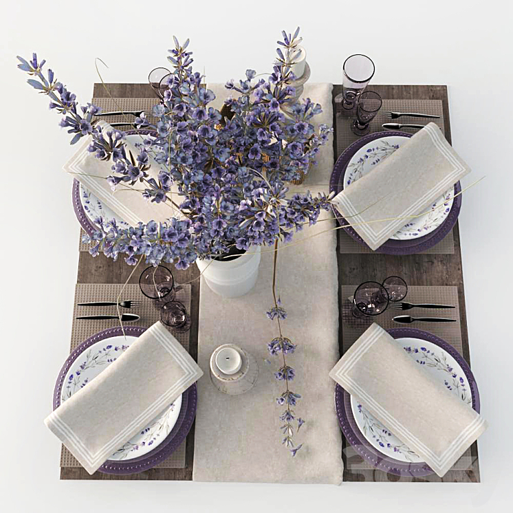 Table setting with lavender 3DS Max - thumbnail 1
