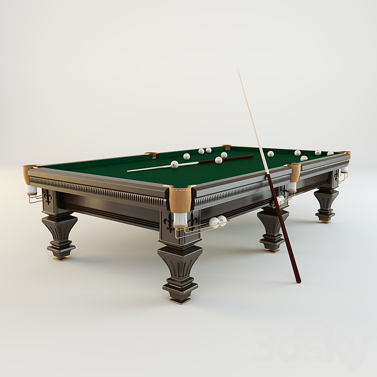Pool table for Russian billiards «Hardy» (mahogany) 3DS Max Model - thumbnail 1