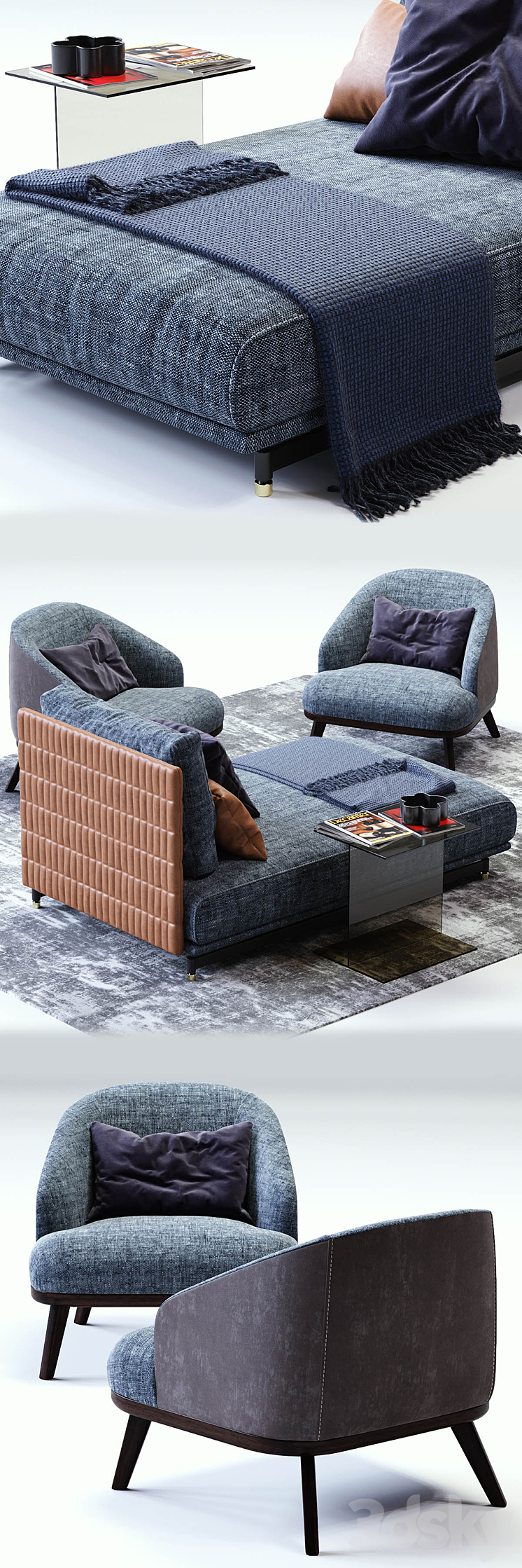 St Germain Day Bed | St Tropez Armchair 3DS Max - thumbnail 2
