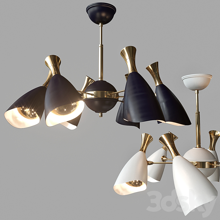 LED Chandelier 6 horns. China Manufacturing. 3DS Max - thumbnail 1