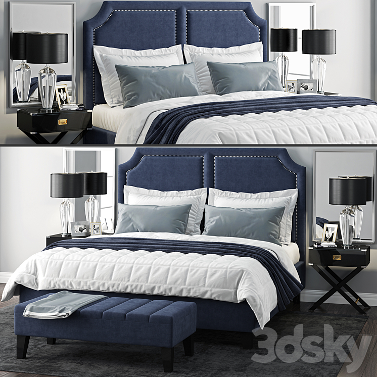 Bed Sanibel Queen Upholstered 3DS Max - thumbnail 1