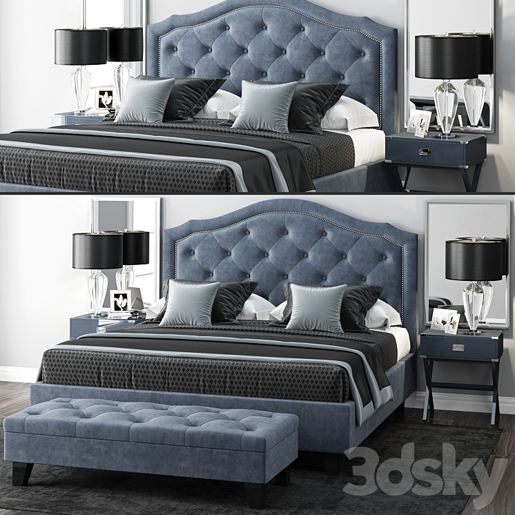 Bed LuXeo Brentwood Queen Tufted 3DS Max - thumbnail 1