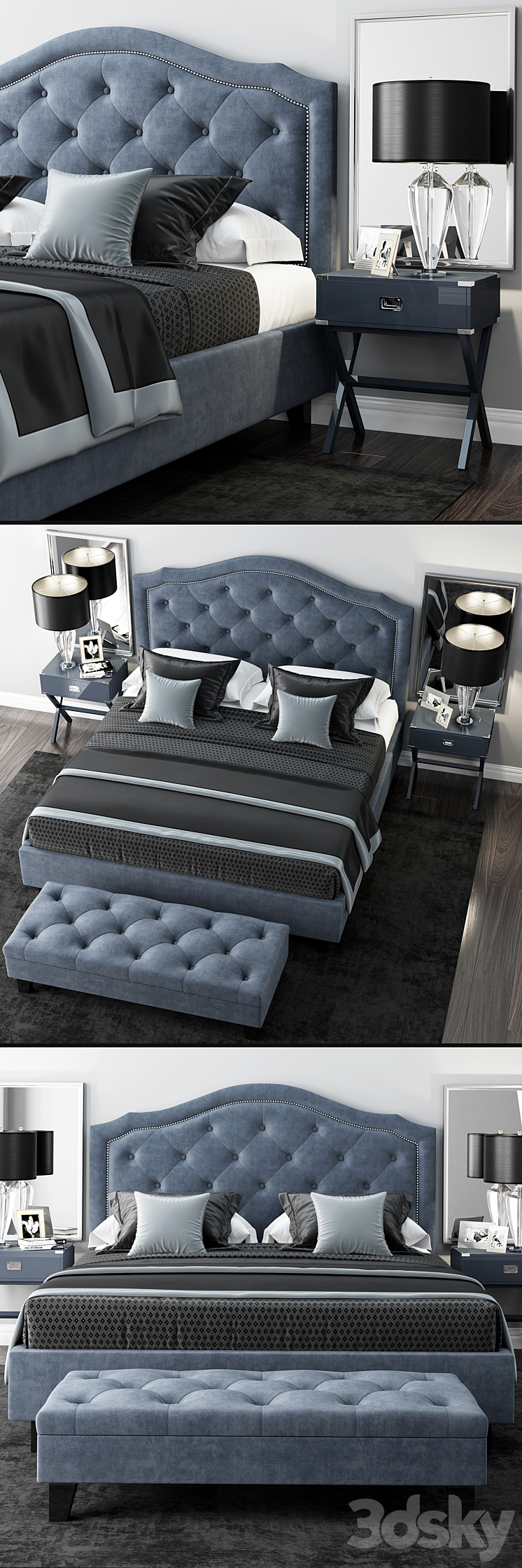 Bed LuXeo Brentwood Queen Tufted 3DS Max - thumbnail 2