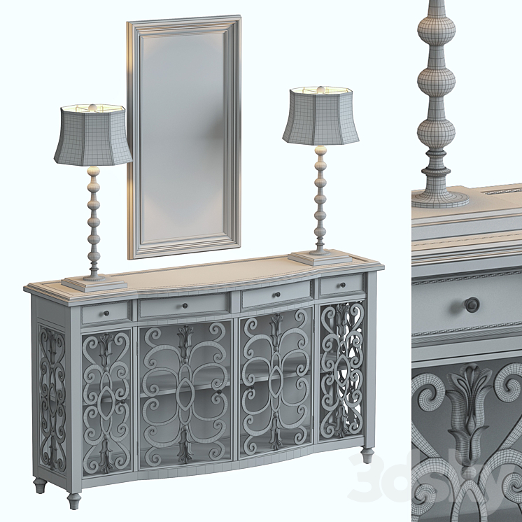 Showcase Console Table 3D Model Free