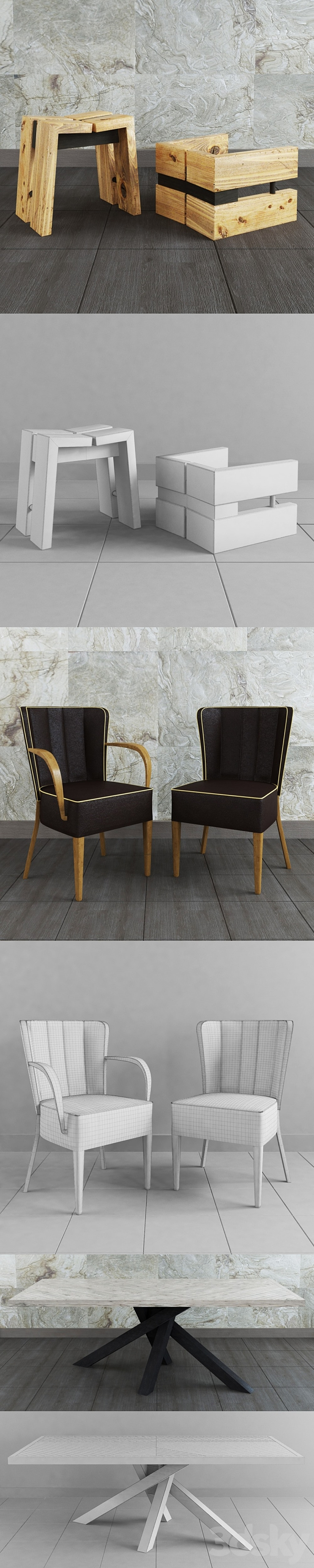 Dialma brown set 3D Model