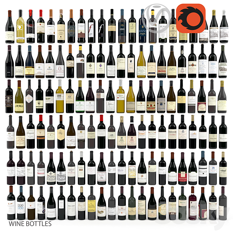 wine bottles 3D Model