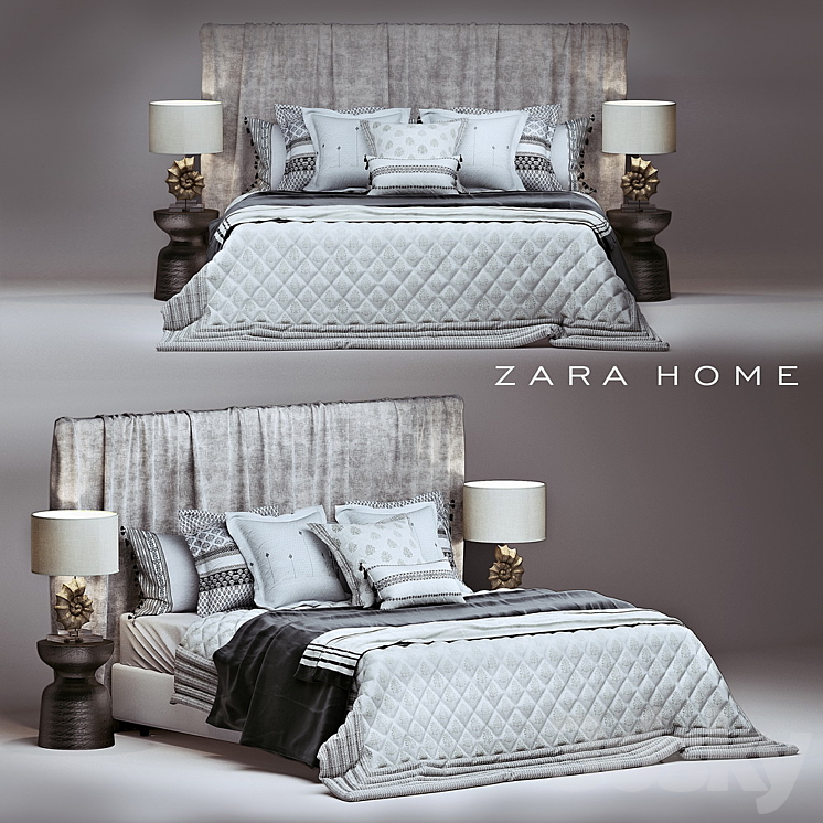 Zara Home bedroom set 3DS Max - thumbnail 1