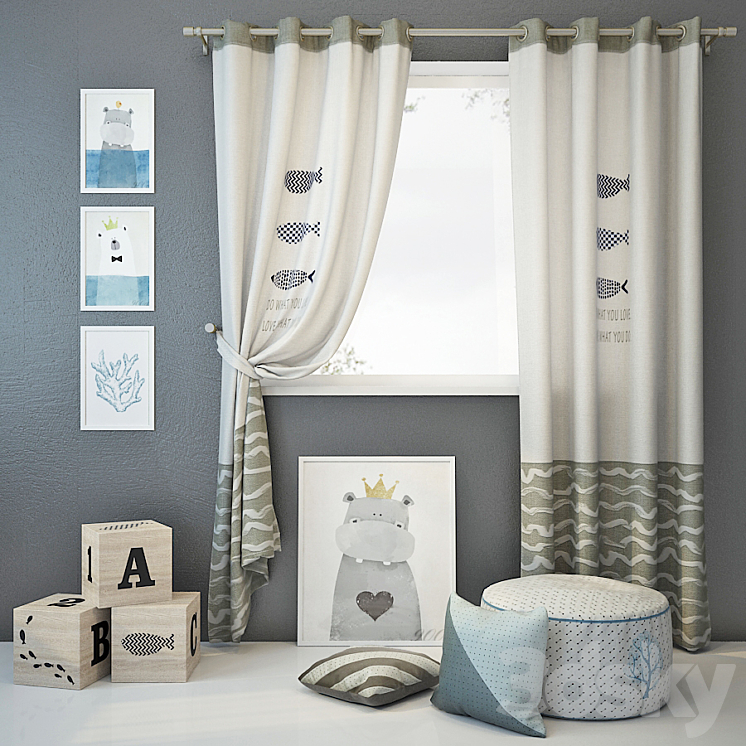 Curtain and decor 5 3DS Max - thumbnail 1