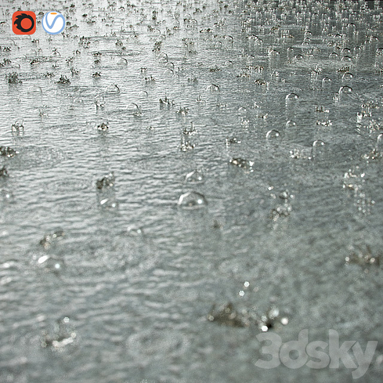 Splashes of raindrops 3DS Max - thumbnail 1
